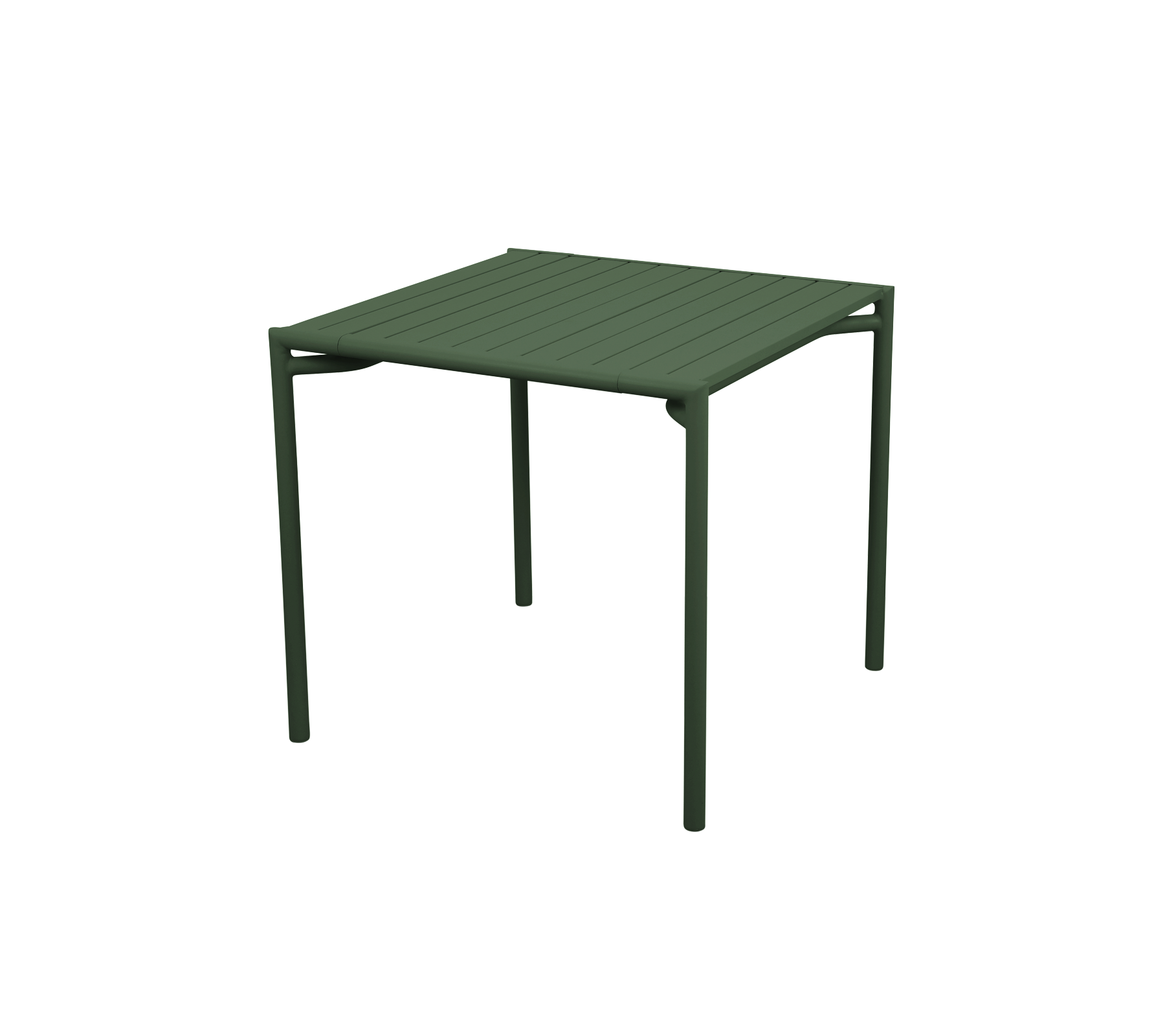 Firkantet bord med en ribbet overflade og robuste grønne ben, designet til alsidig brug i forskellige indstillinger.