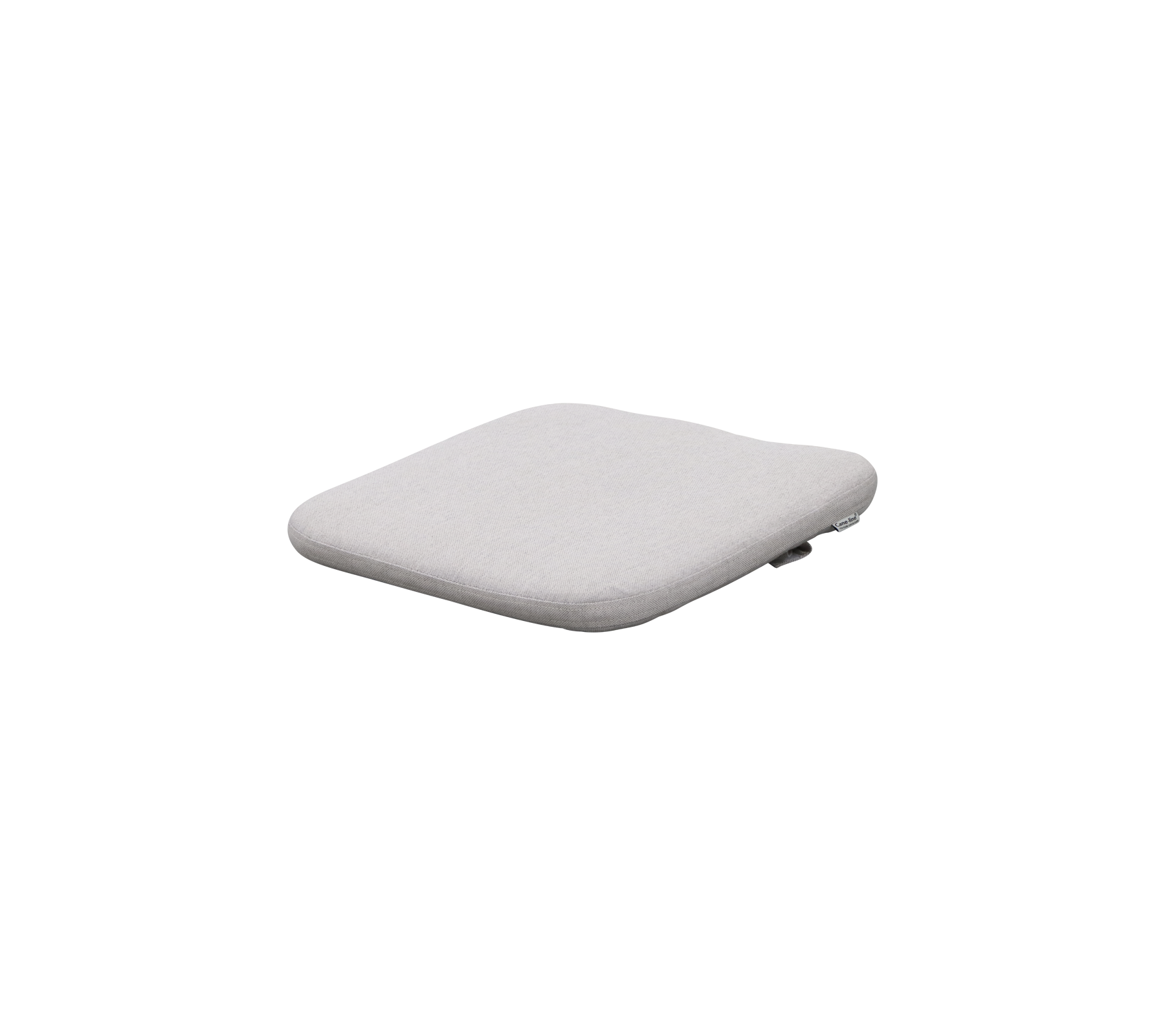 Lys grå polstret sædepude med en glat, rund firkantet form, der giver komfort og stil til siddepladser.