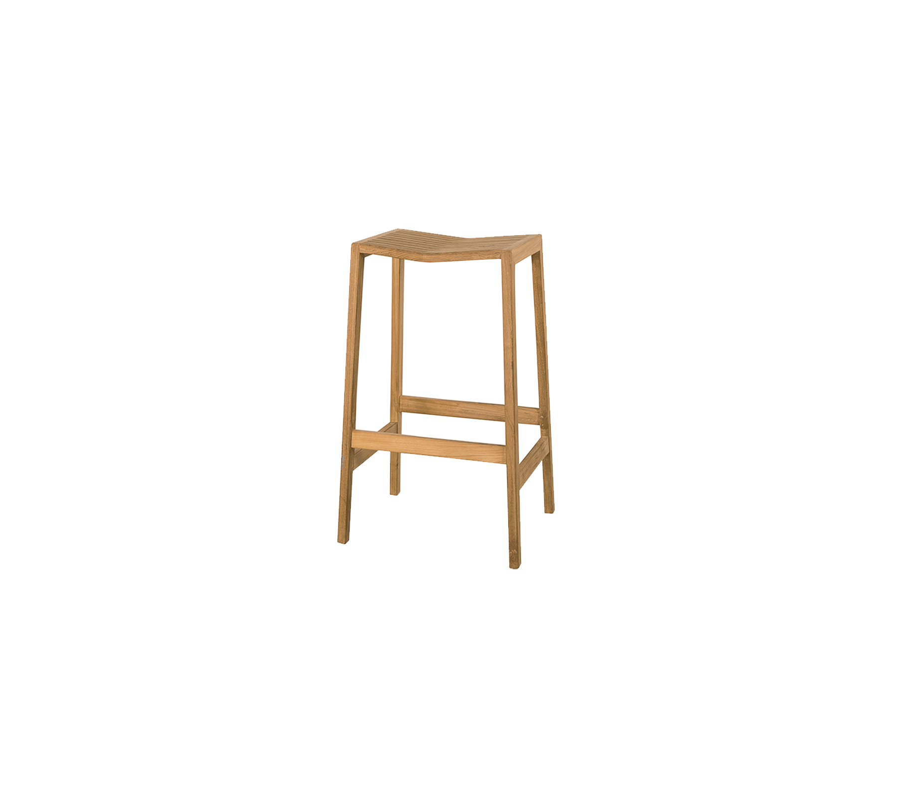 Simple træstol med en naturlig finish og fire ben, med en støttende fodstøtte for ekstra komfort.