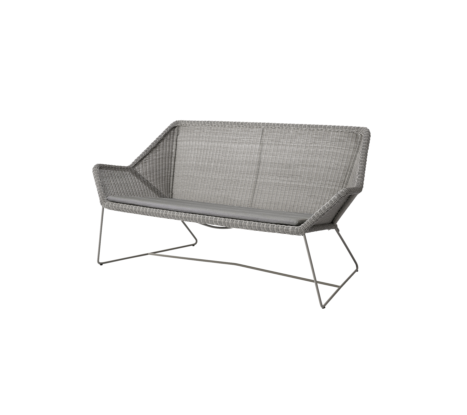 Stilfuld to-personers sofa med et moderne design, der har en vævet tekstur og slanke metalben, perfekt til afslapning og æstetisk appel.
