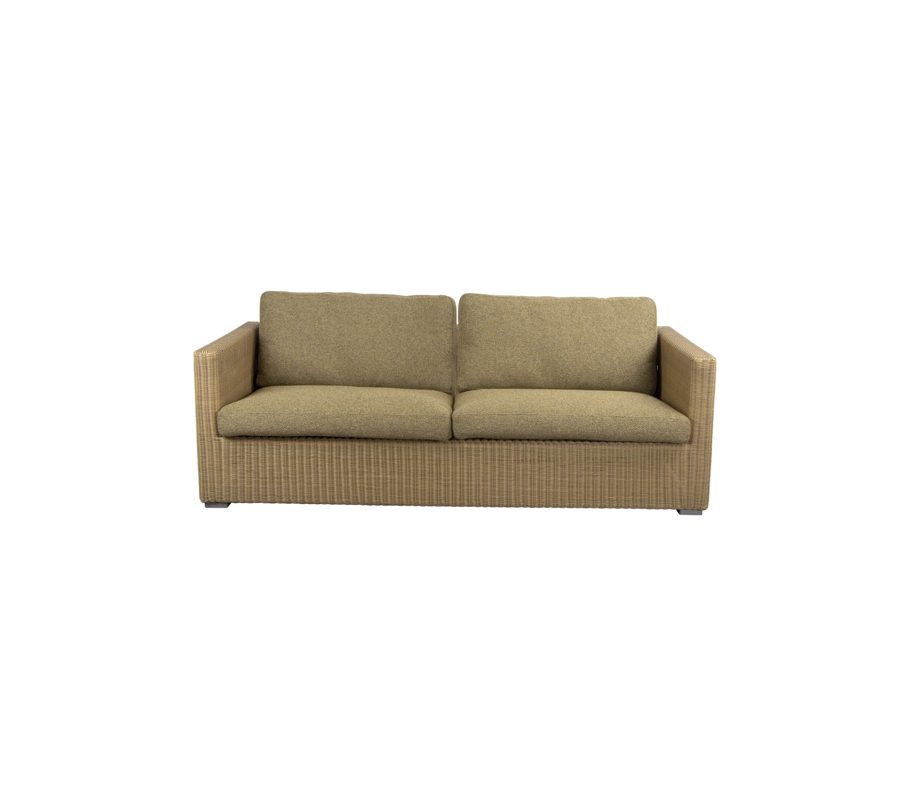 Hygger, moderne sofa med et tekstureret stofdesign og bløde puder, perfekt til afslapning og komfort i ethvert rum.