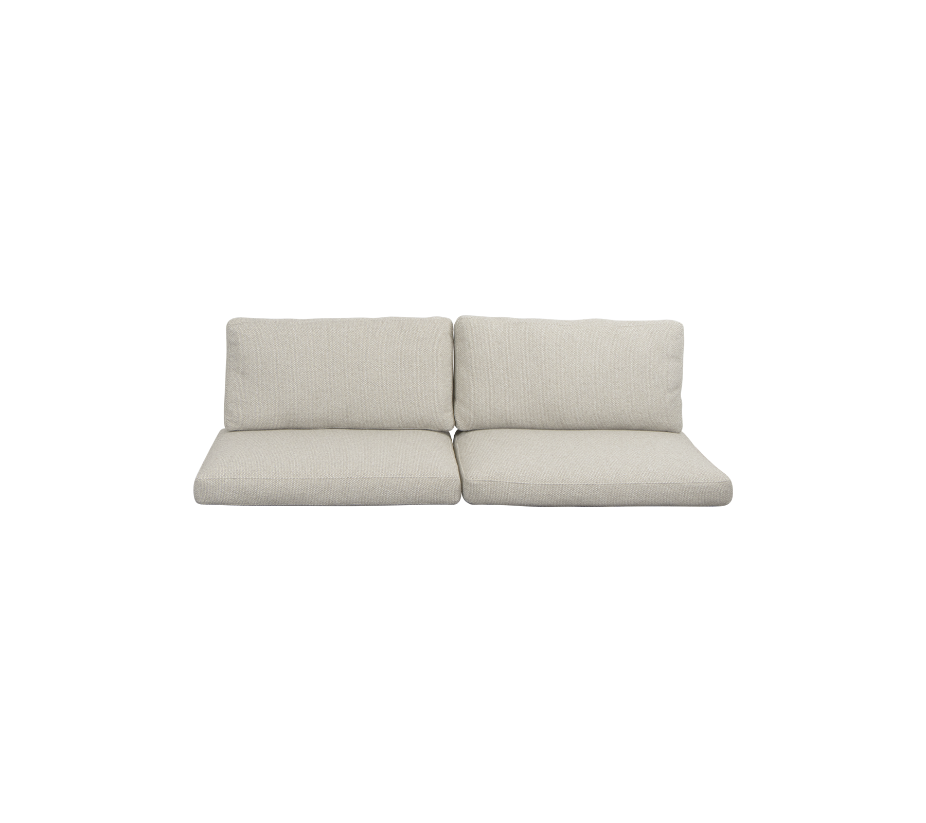 Lys grå to-personers sofa med hyggelige puder, der tilbyder et minimalistisk design egnet til forskellige indretningsstile.