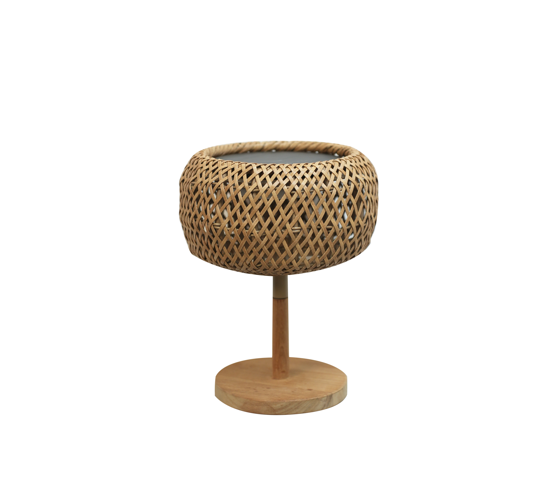 Moderne naturpotte med et vævet design og rund bund.