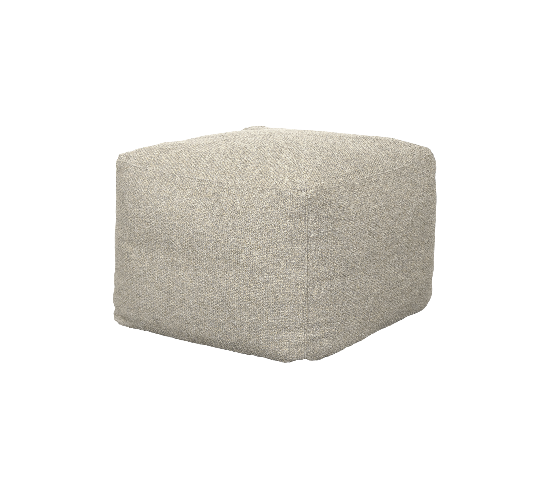 Blød, firkantet pouf i en neutral tone, perfekt til siddende eller som et dekorativt accent i ethvert miljø.