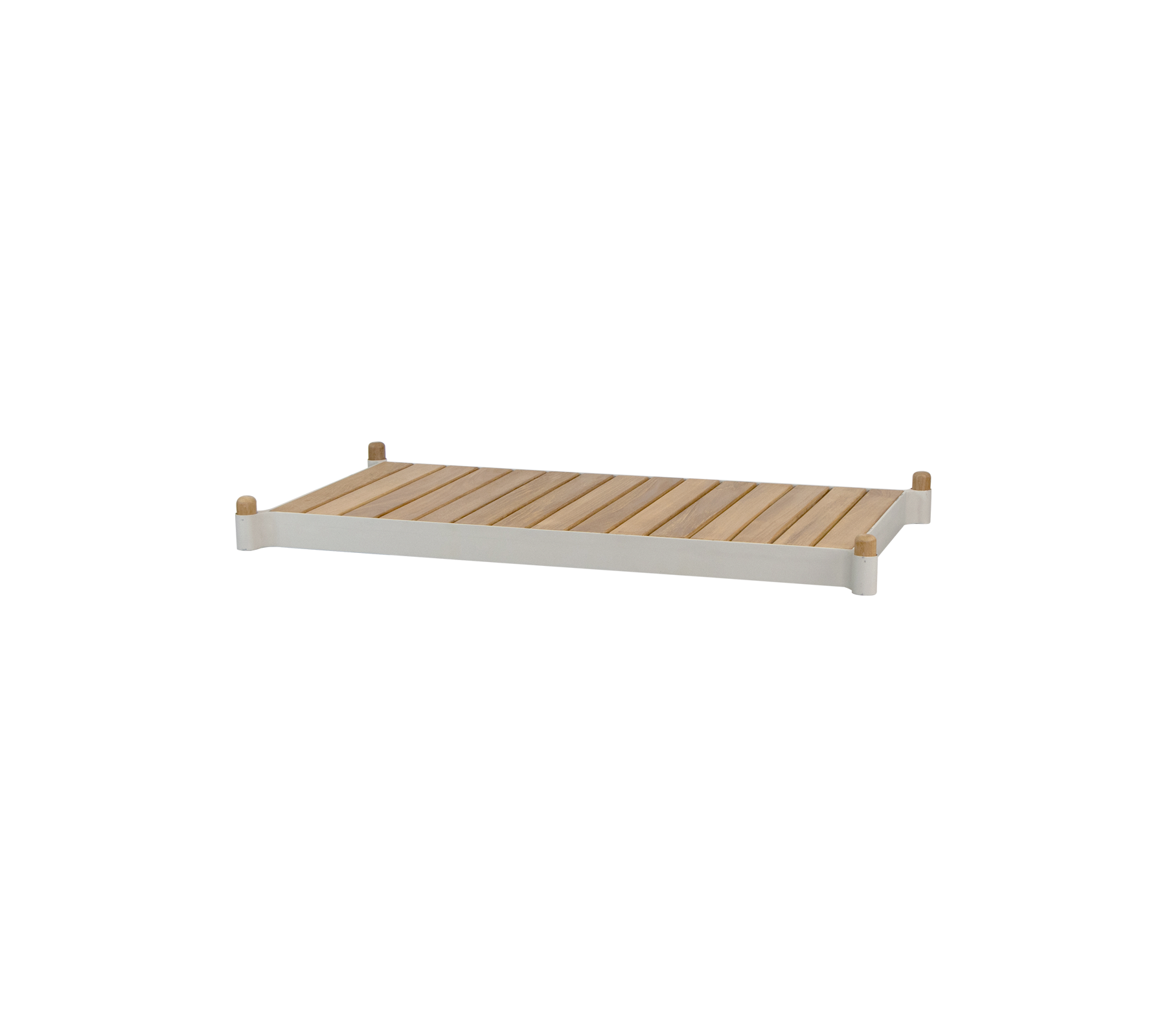 En slædehylde i træ med glatte kanter og lyst træ, der tilbyder et minimalistisk design velegnet til forskellige anvendelser.