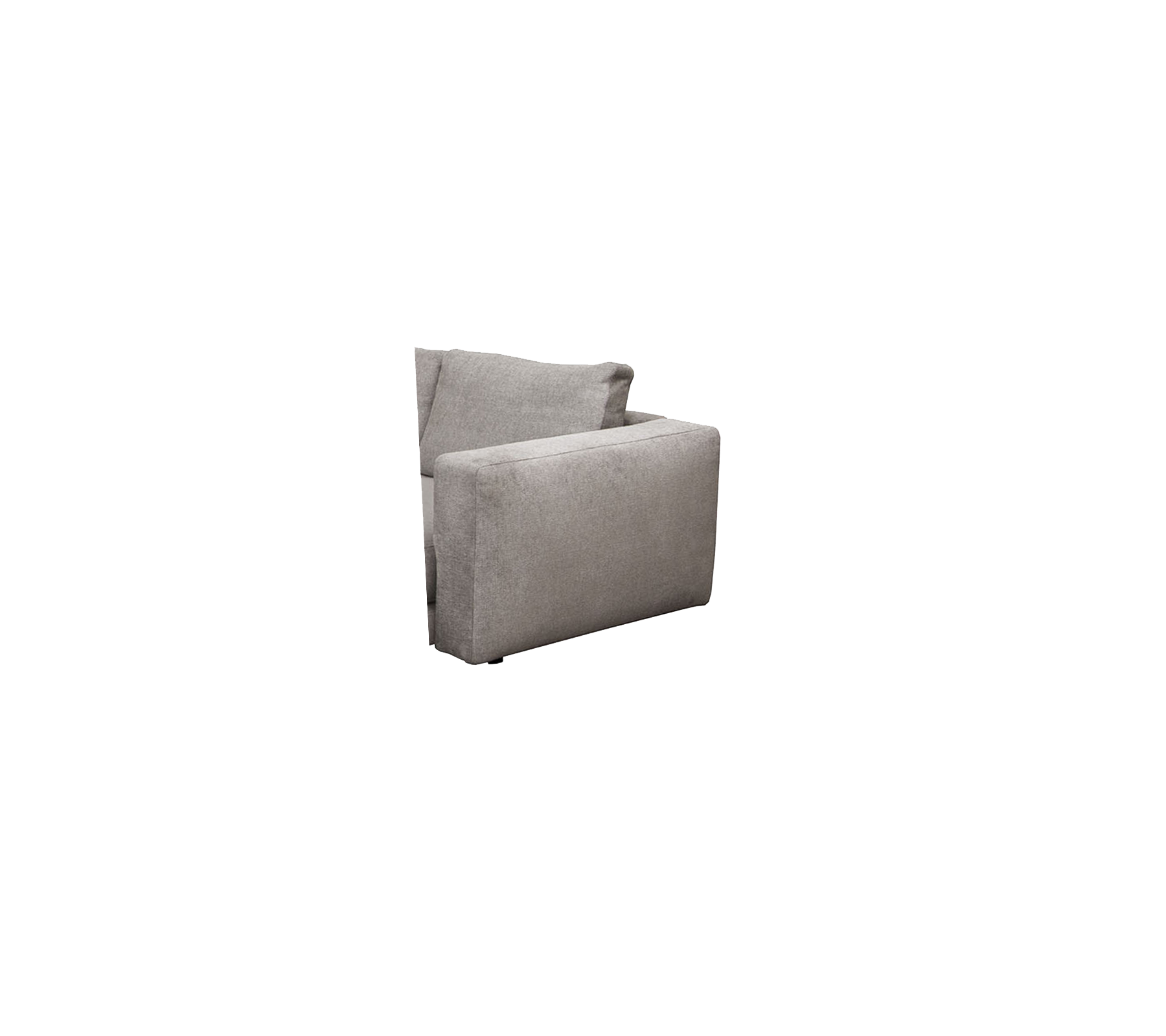 En moderne, minimalistisk lænestol i et blødt gråt stof med rene linjer og et nutidigt design. Ideel til stilfuld siddeplads.