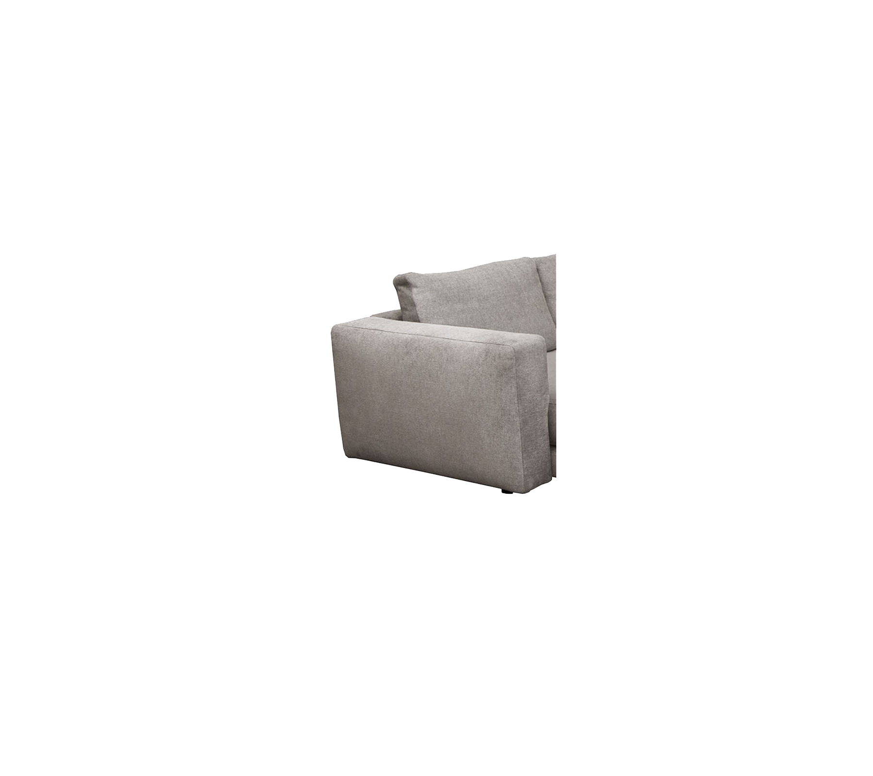 Lys grå lænestol med et minimalistisk design, der har et blødt sæde og rygstøtte for komfort og stil. Ideel til moderne indretninger.