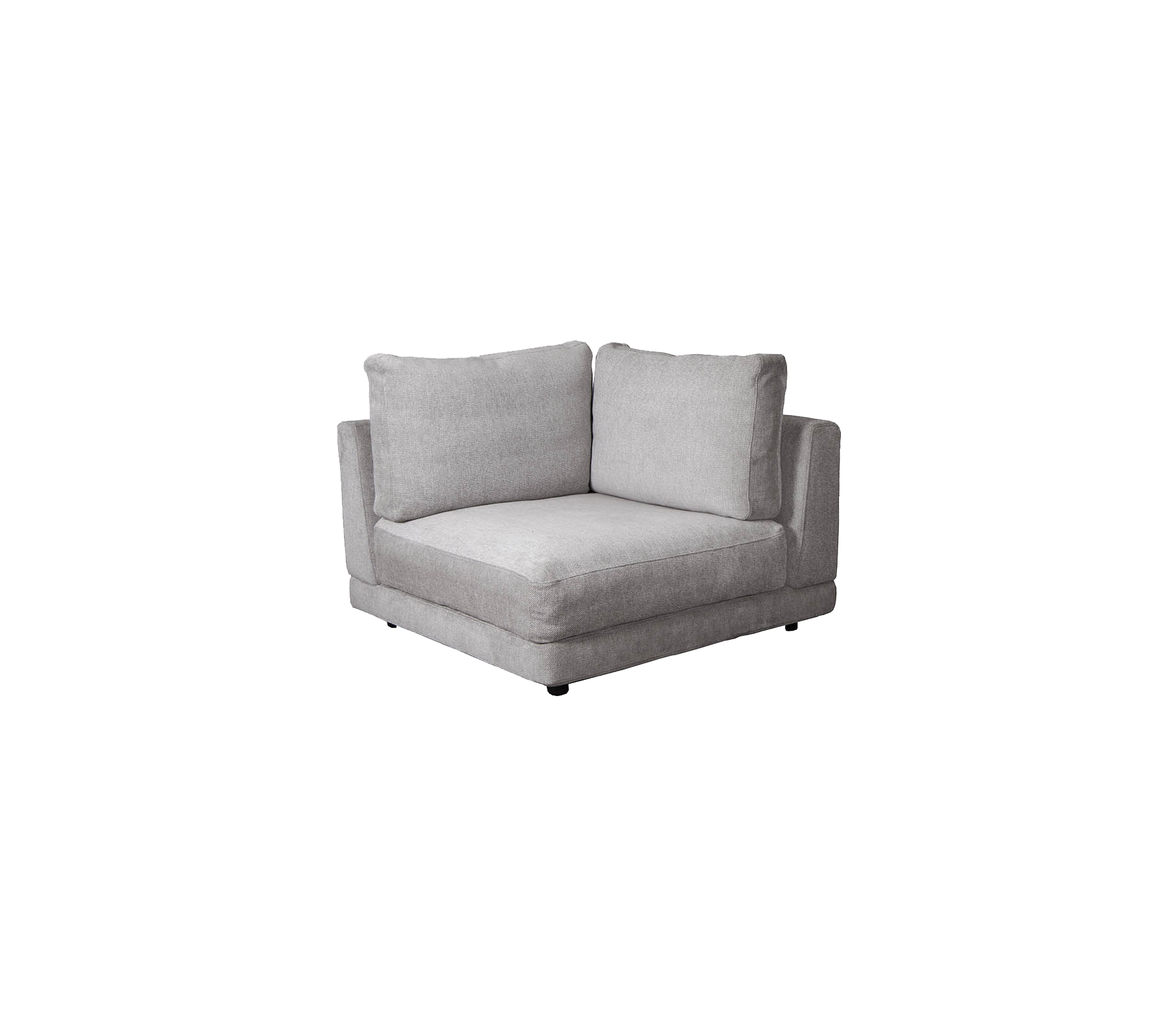 Grå hjørnesofa med bløde puder, der har et moderne design og en afslappet stil, perfekt til hyggelige siddearrangementer.