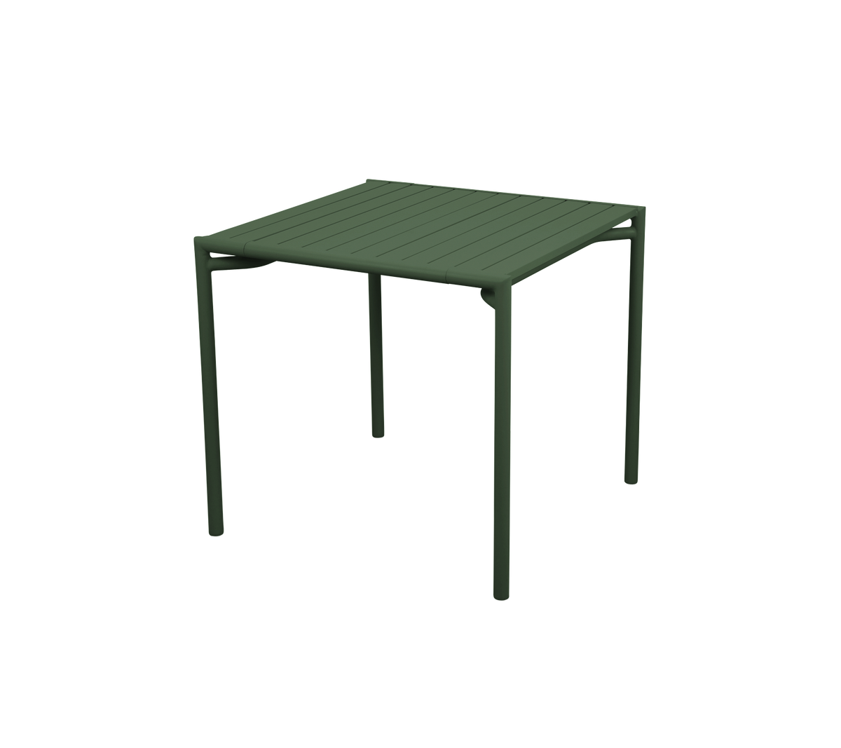 Firkantet bord med en ribbet overflade og robuste grønne ben, designet til alsidig brug i forskellige indstillinger.