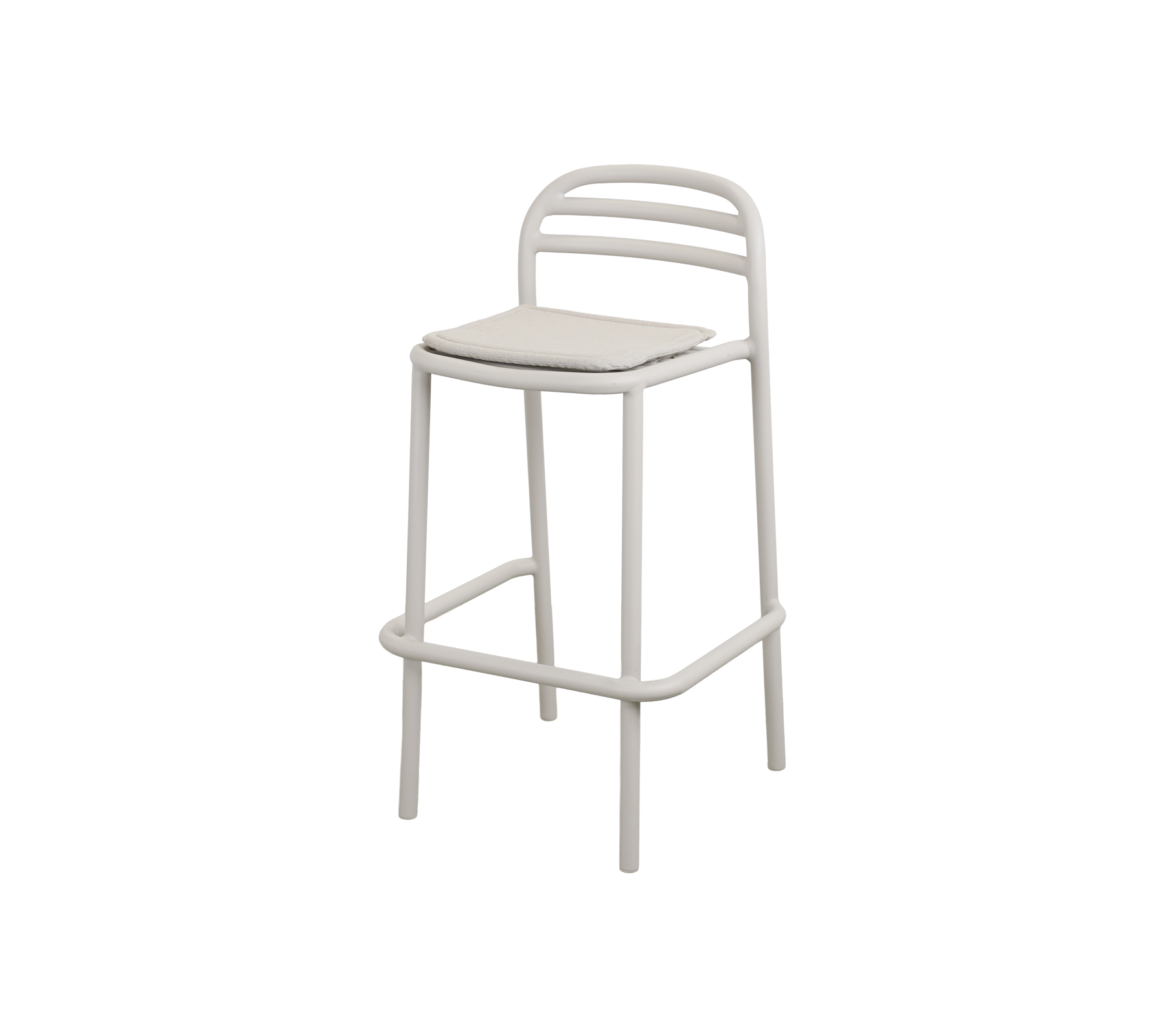 Moderne barstol i sandfarvet design.