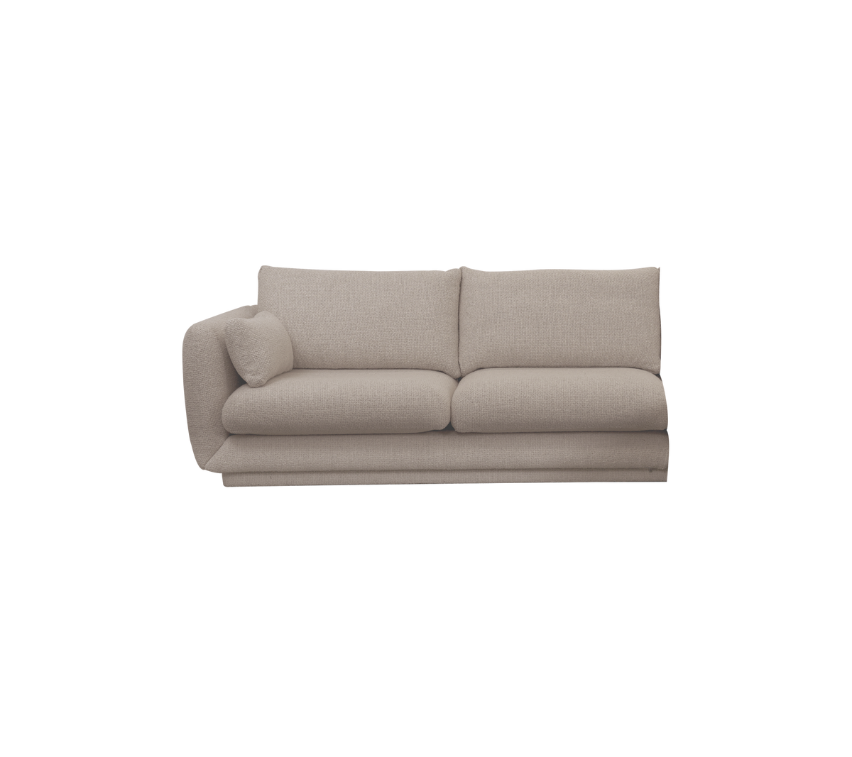 Lys brun moderne sofa med et minimalistisk design.