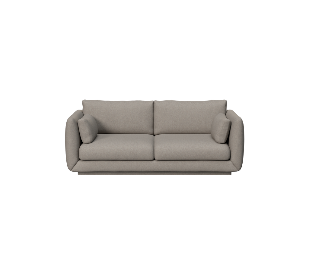 Lys brun moderne sofa med bløde puder.
