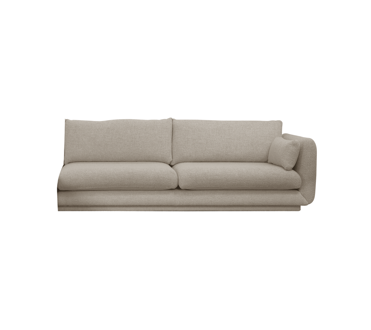 Moderne sandfarvet sofa med et afslappet design.
