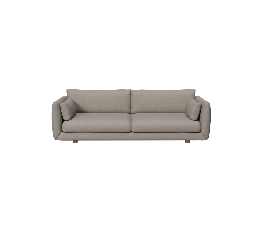 Lyst brun moderne sofabord med sidepuder.