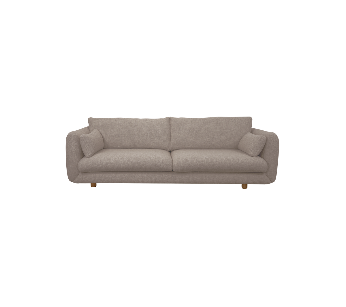 Lysbrun moderne sofa med bløde puder.