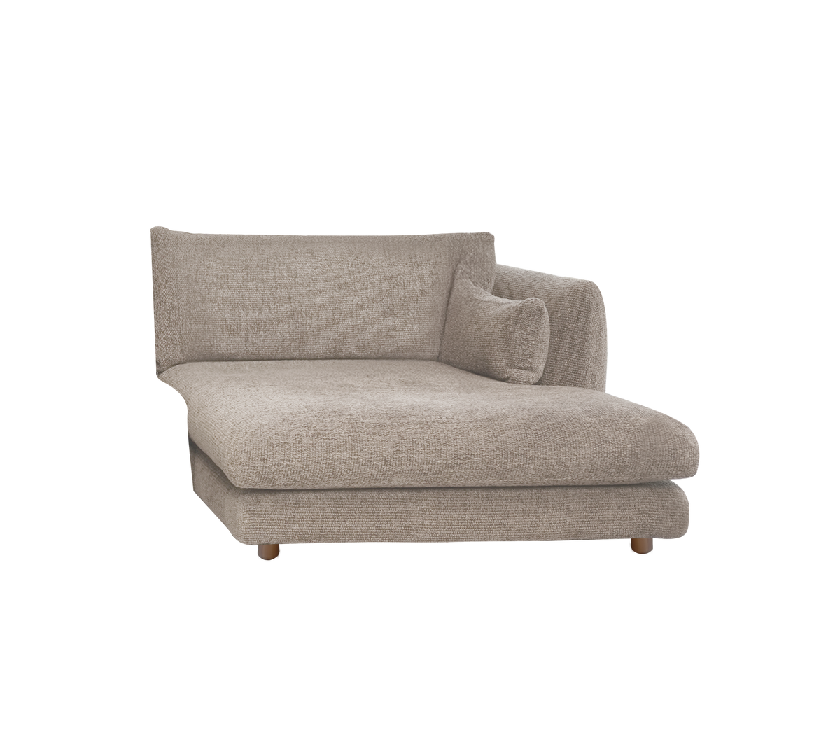 Lysbrun chaiselong med et minimalistisk design.