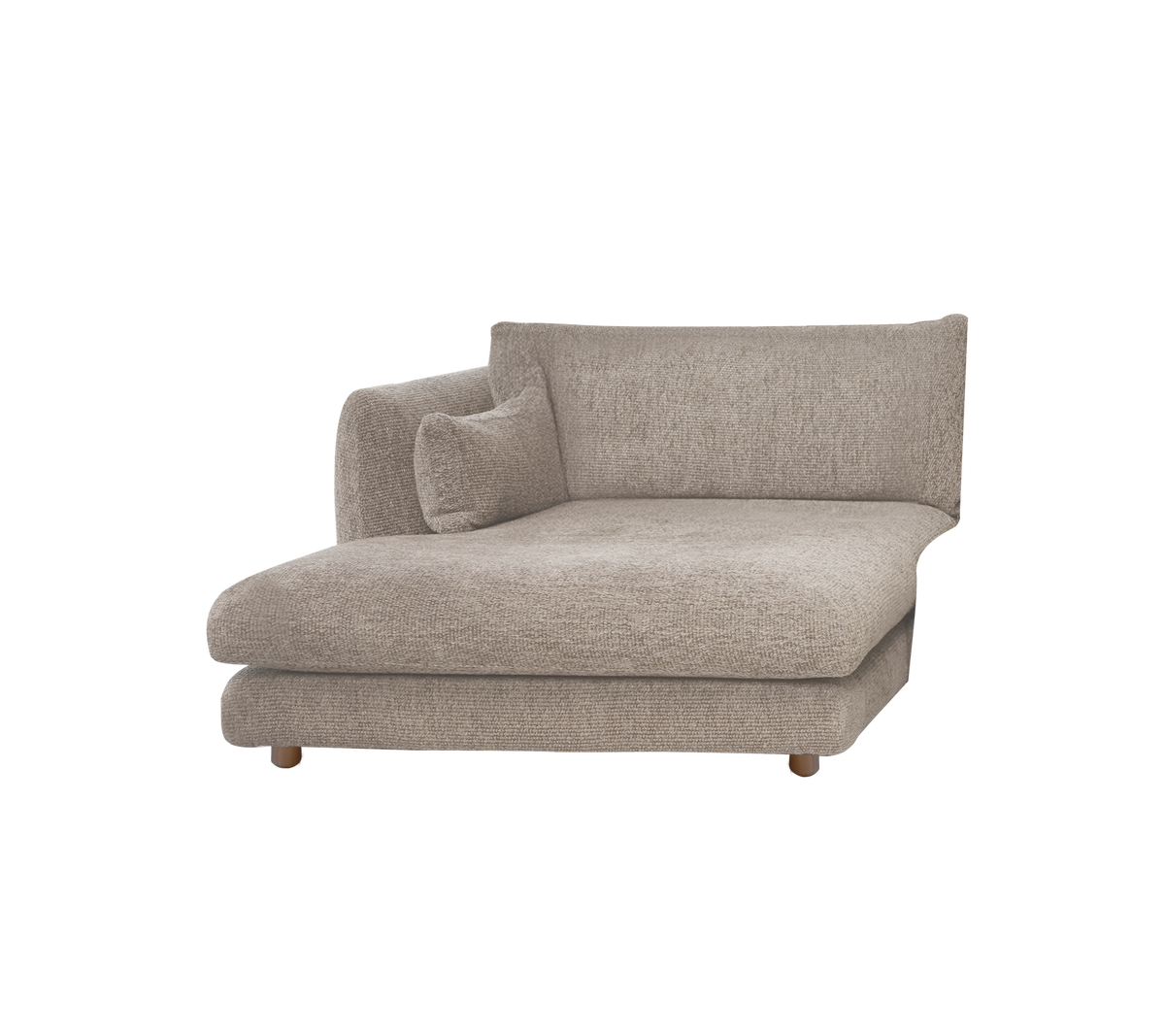 Lys brun chaise longue med et moderne design.