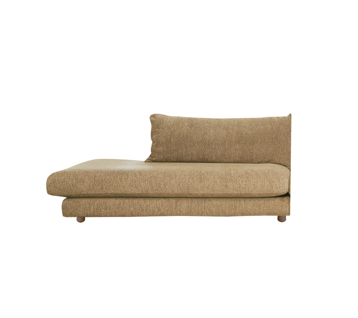Lysbrun chaiselong med et enkelt, moderne design.