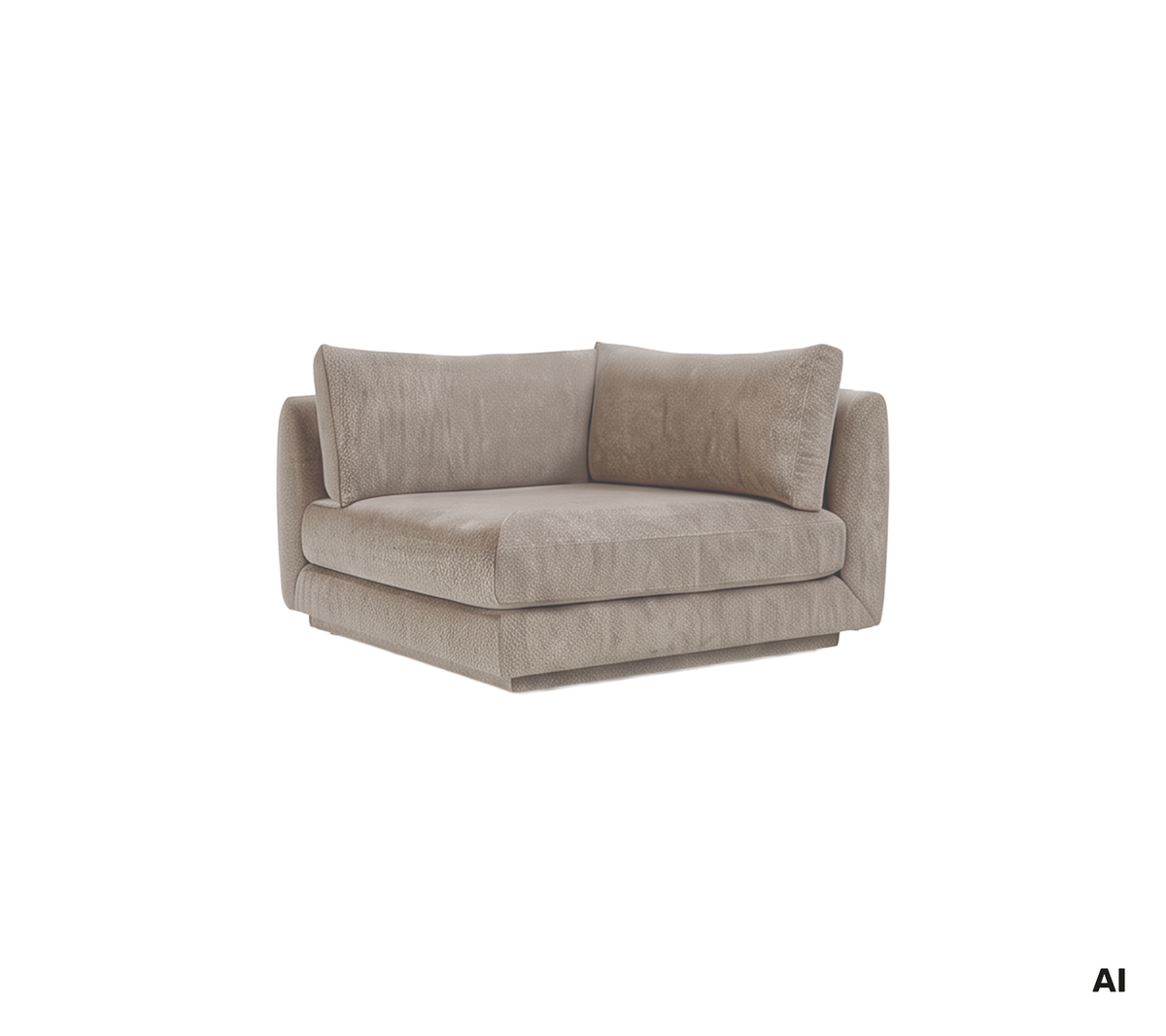 Lys brun moderne sofa med bløde puder.