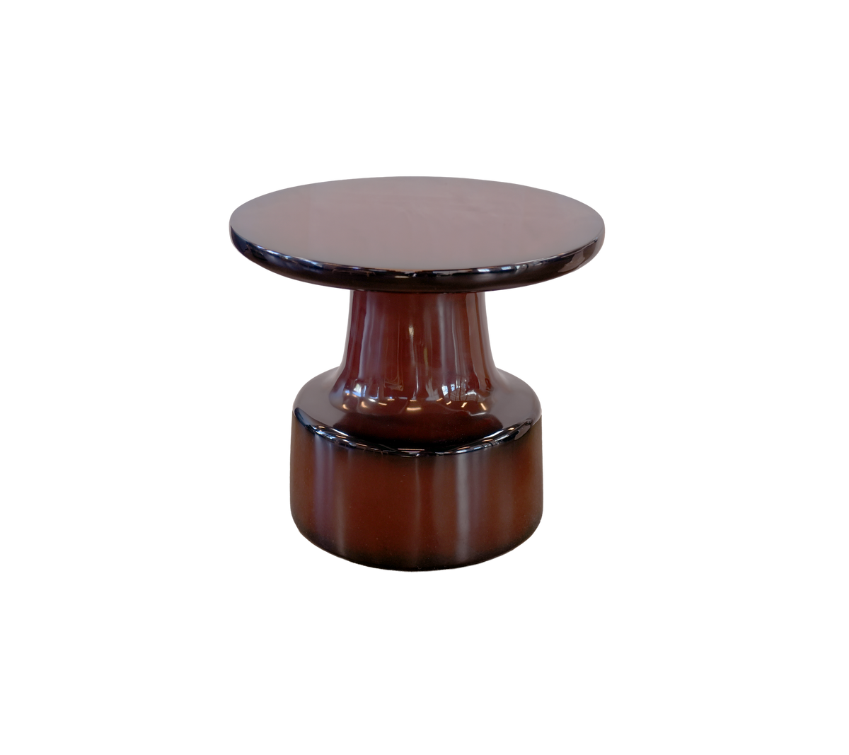 Bordeaux bord med rund top og cylindrisk base.