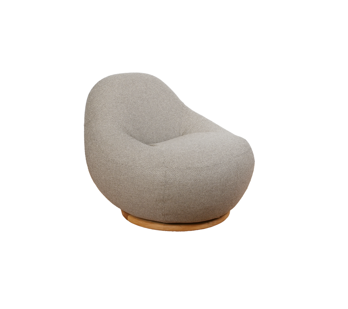 Lyst brunt moderne loungestol med en unik afrundet form.