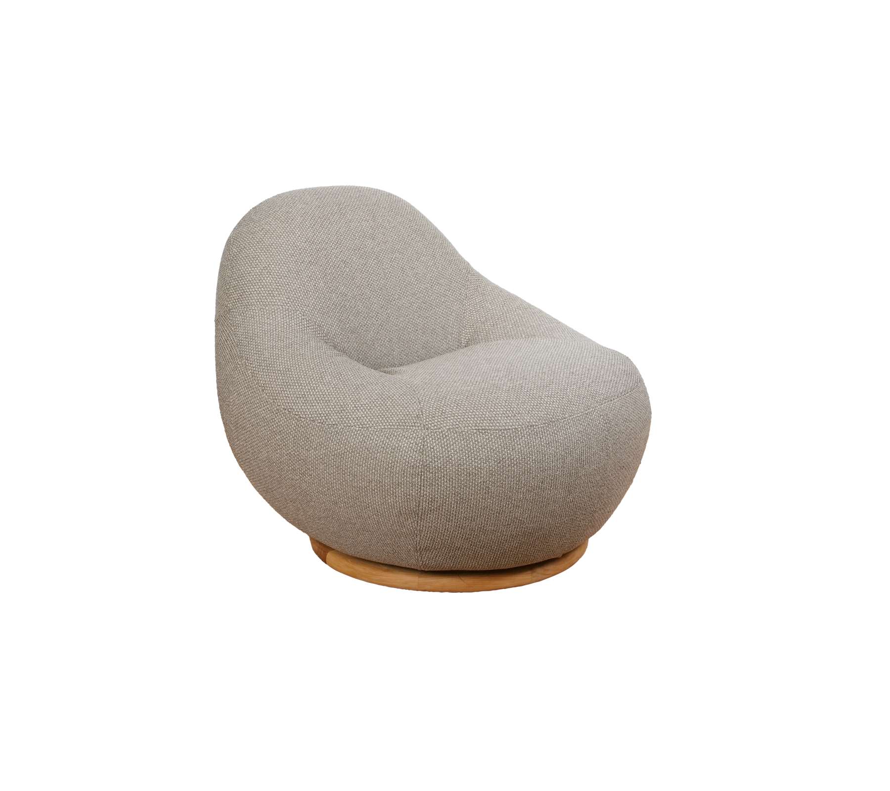 Lyst brunt moderne loungestol med en unik afrundet form.