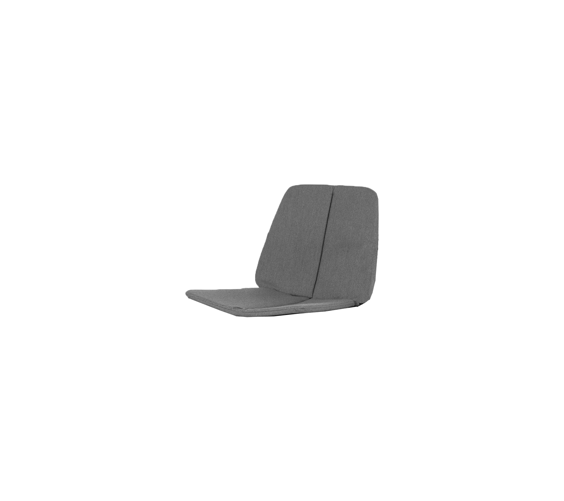 Grå, moderne loungesofa med et minimalistisk design, der har en komfortabel rygstøtte og sædepude.