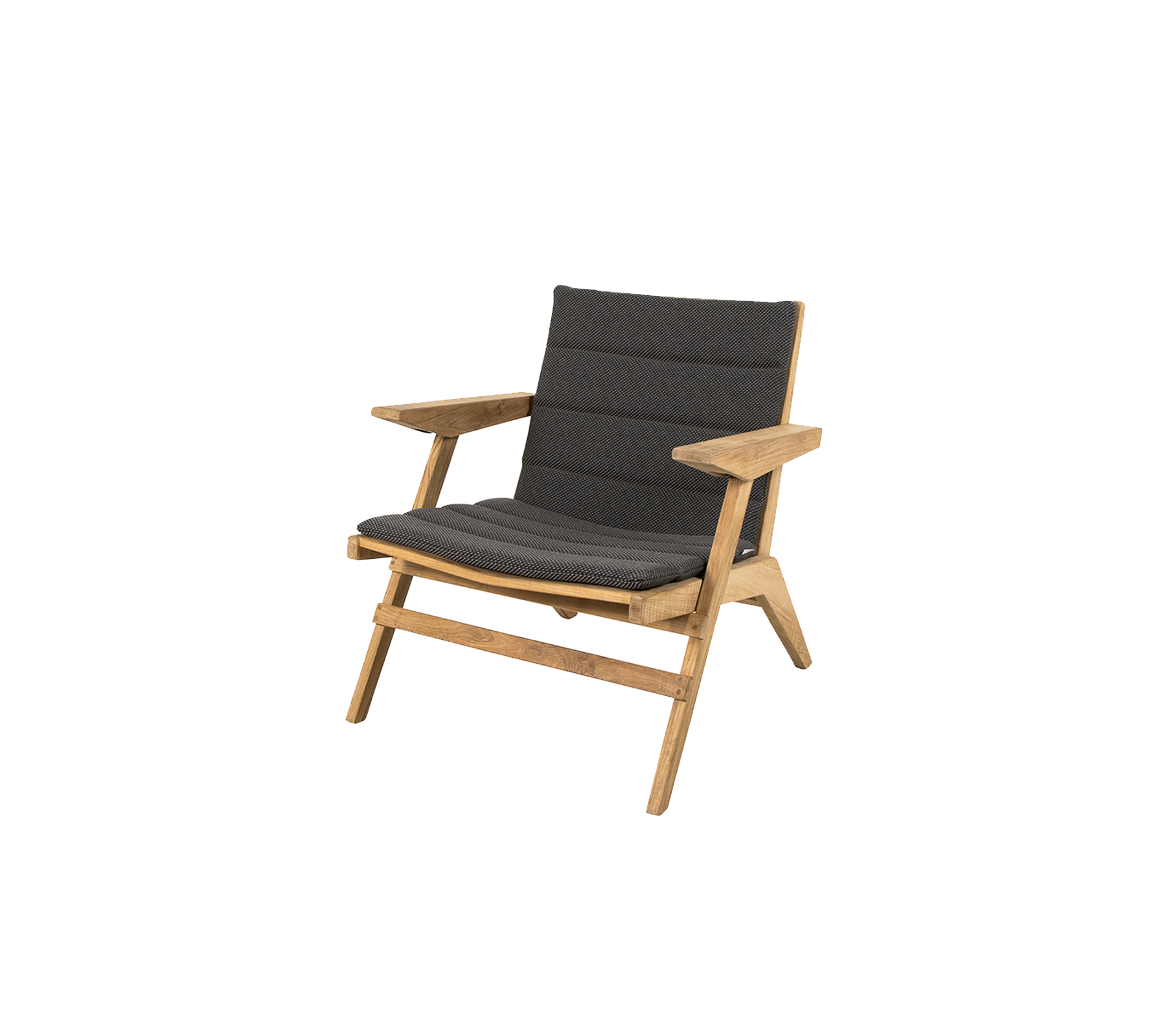 Moderne træet lænestol med en grå polstret sæde og ryg, der har et stilfuldt design, der komplementerer forskellige indretningsstile.