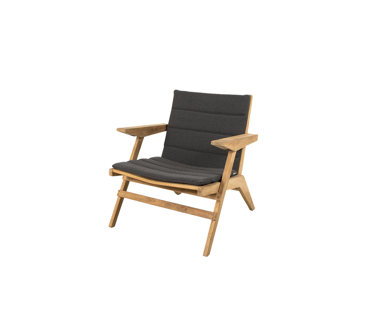 Moderne træet lænestol med en grå polstret sæde og ryg, der har et stilfuldt design, der komplementerer forskellige indretningsstile.