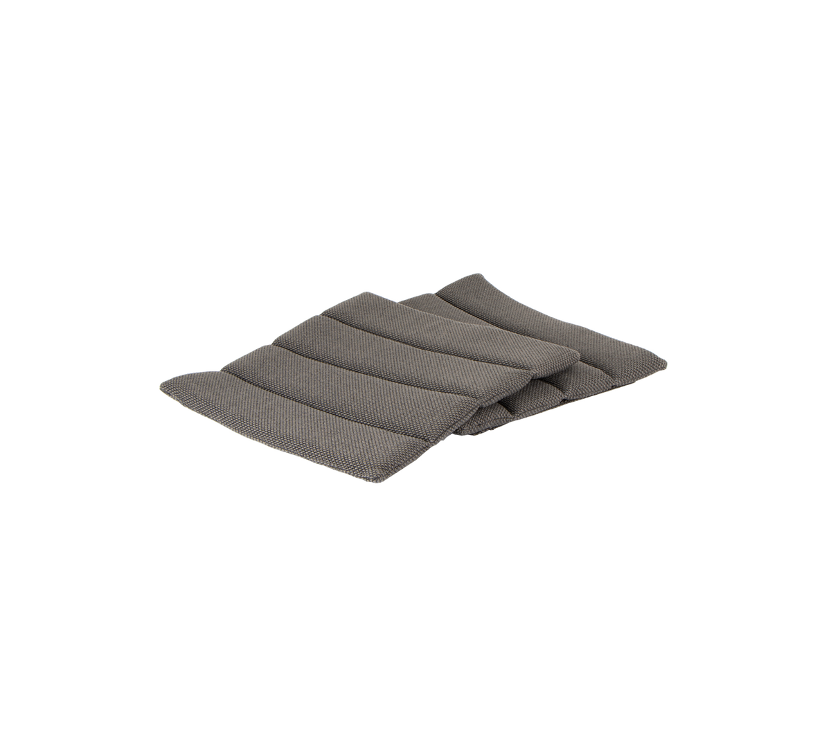 Grå stofpude med en quiltet design, der har flere polstrede sektioner for ekstra komfort. Perfekt til siddende eller støtte.