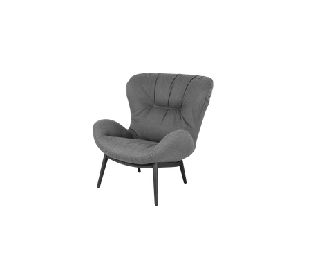 Hyggelig grå accentstol med et blødt, kurvet design og fire slanke ben, der tilføjer et moderne præg til ethvert rum.