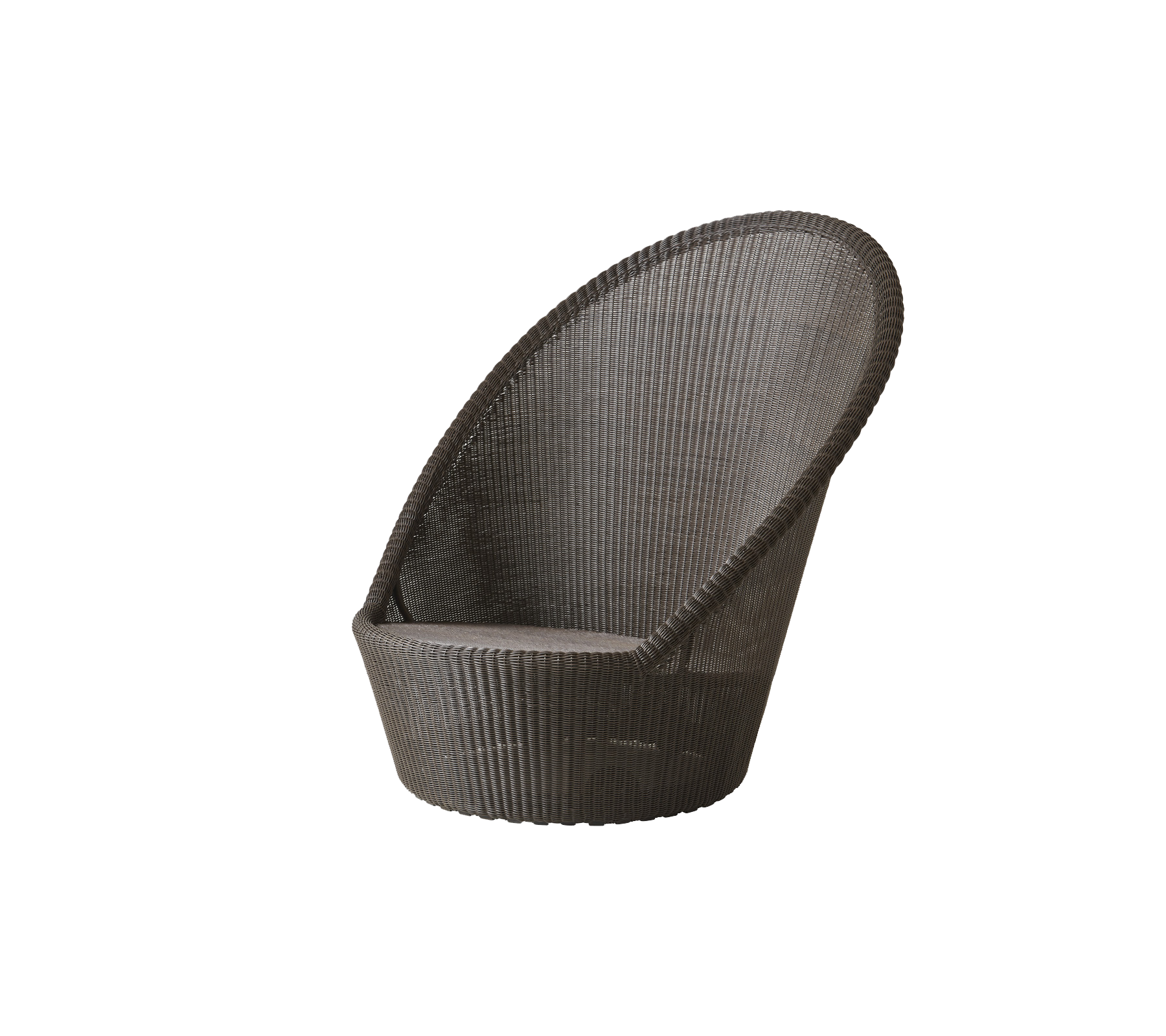 Stilfuld, moderne stol med en buet ryg og struktureret design, egnet til forskellige omgivelser.