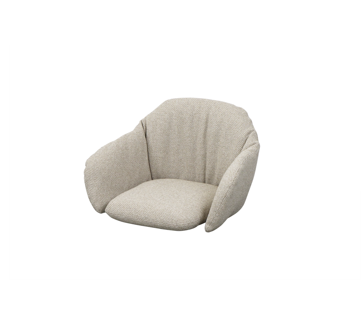 En hyggelig, moderne lænestol med et blødt, tekstureret stof og et stilfuldt, buet design, perfekt til afslappet siddepladser.