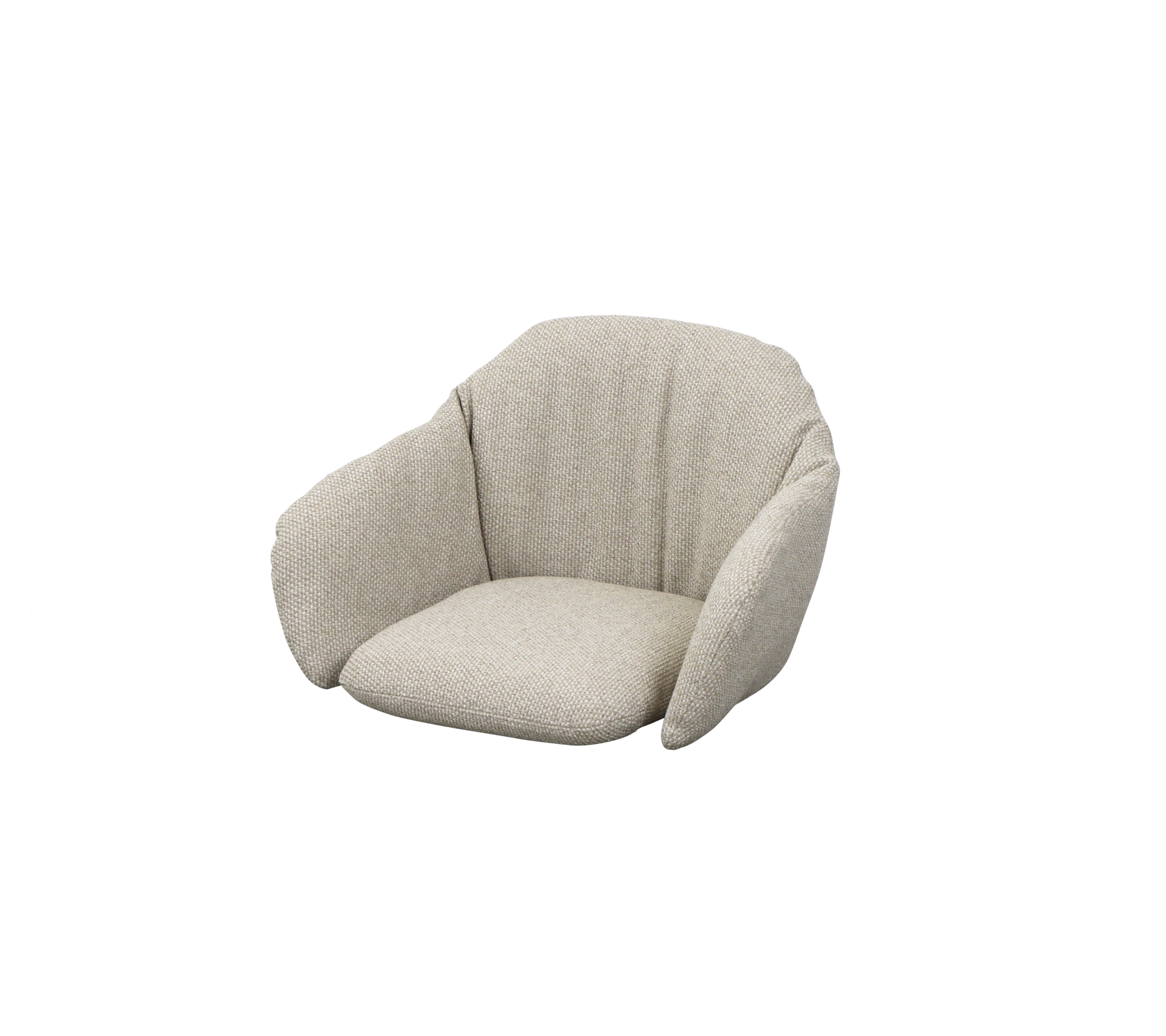 En hyggelig, moderne lænestol med et blødt, tekstureret stof og et stilfuldt, buet design, perfekt til afslappet siddepladser.