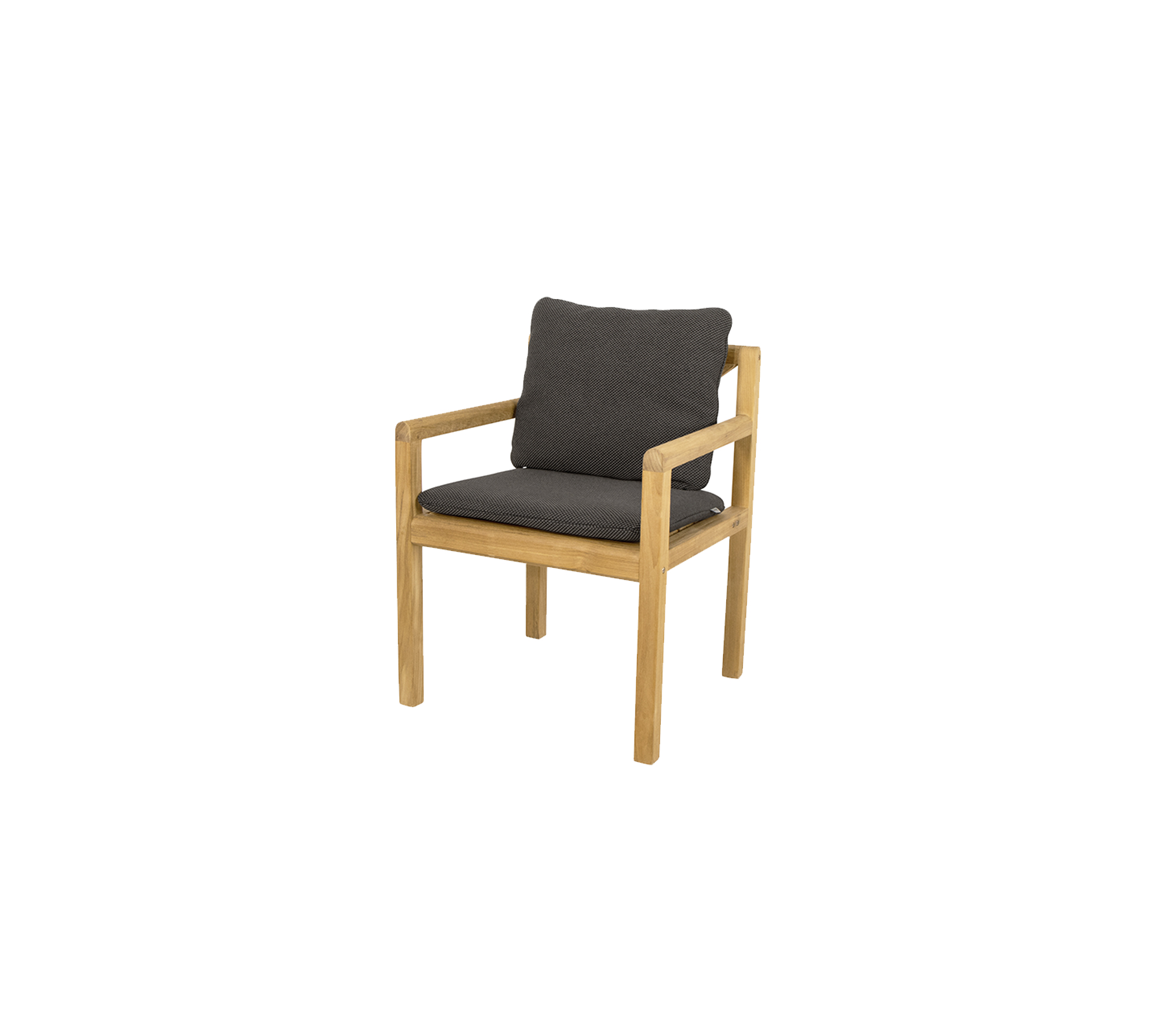 Træstol med lysfarvet ramme og mørk polstret sæde, designet til komfort og stil i enhver indstilling.