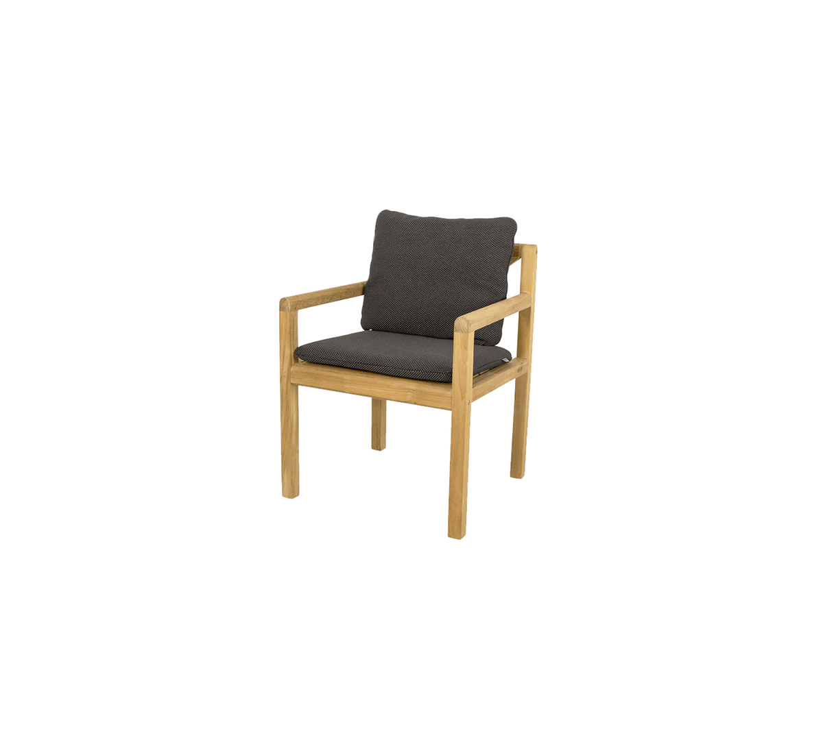 Træstol med lysfarvet ramme og mørk polstret sæde, designet til komfort og stil i enhver indstilling.