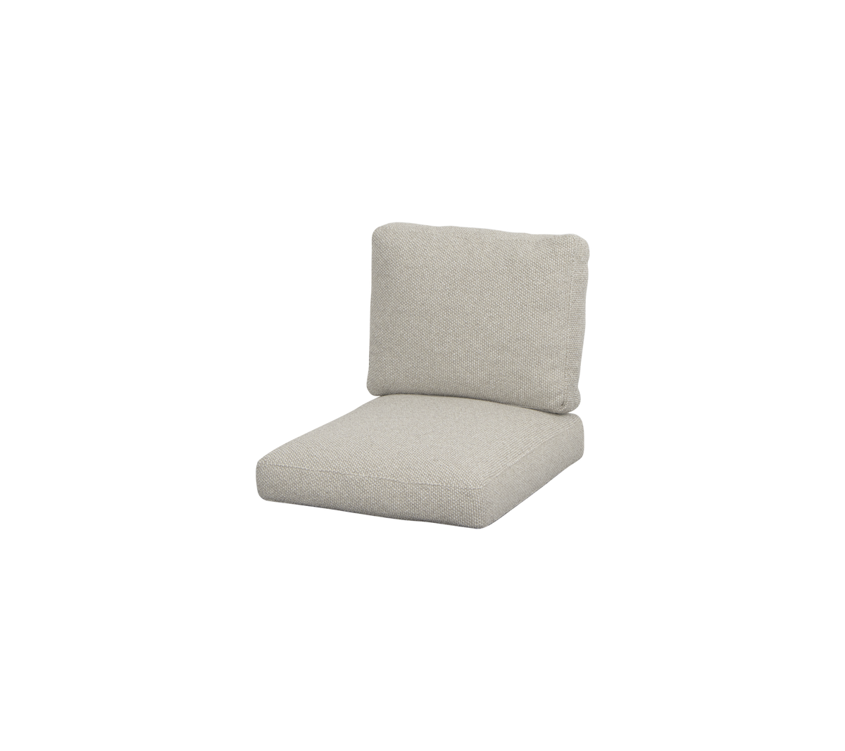Lysfarvet, moderne pude med en tykk sæde og ryglæn, designet til komfort og stil i siddearrangementer.
