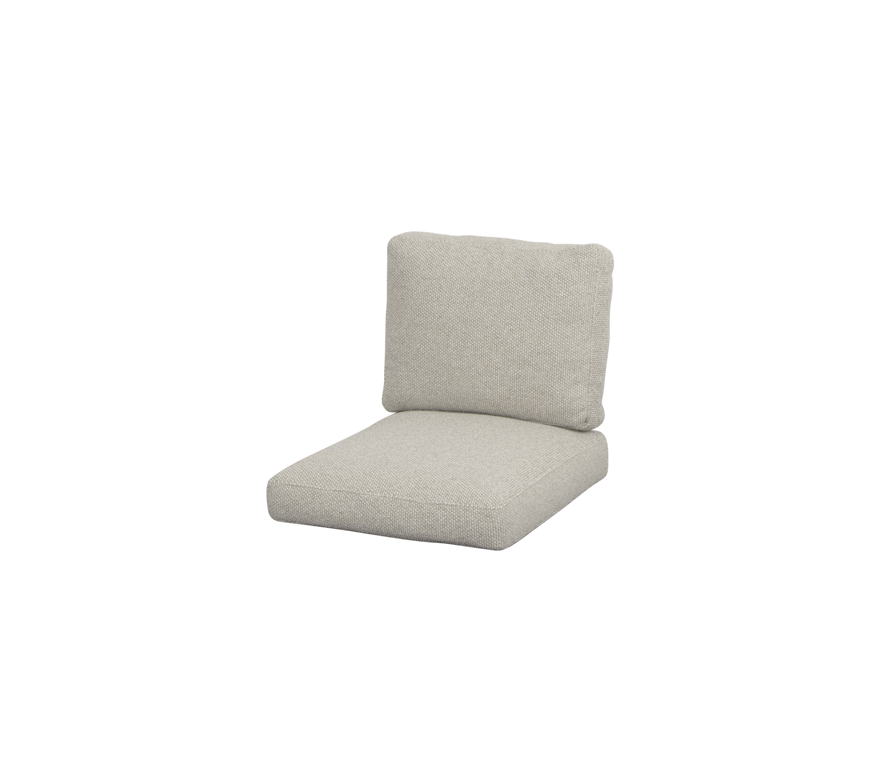 Lysfarvet, moderne pude med en tykk sæde og ryglæn, designet til komfort og stil i siddearrangementer.