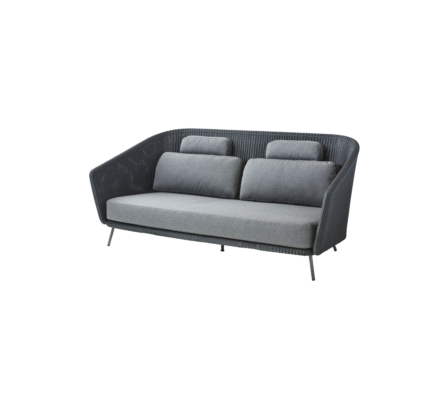 Stilfuld to-farvet grå sofa med bløde puder og en moderne, buet form, perfekt til nutidige stuer.