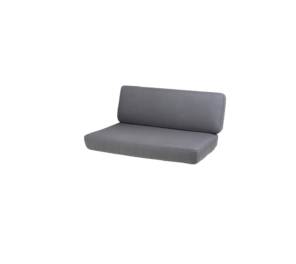 En slank, moderne grå sofa med et enkelt design, der har en komfortabelt polstret sæde og rygstøtte. Ideel til afslappede omgivelser.