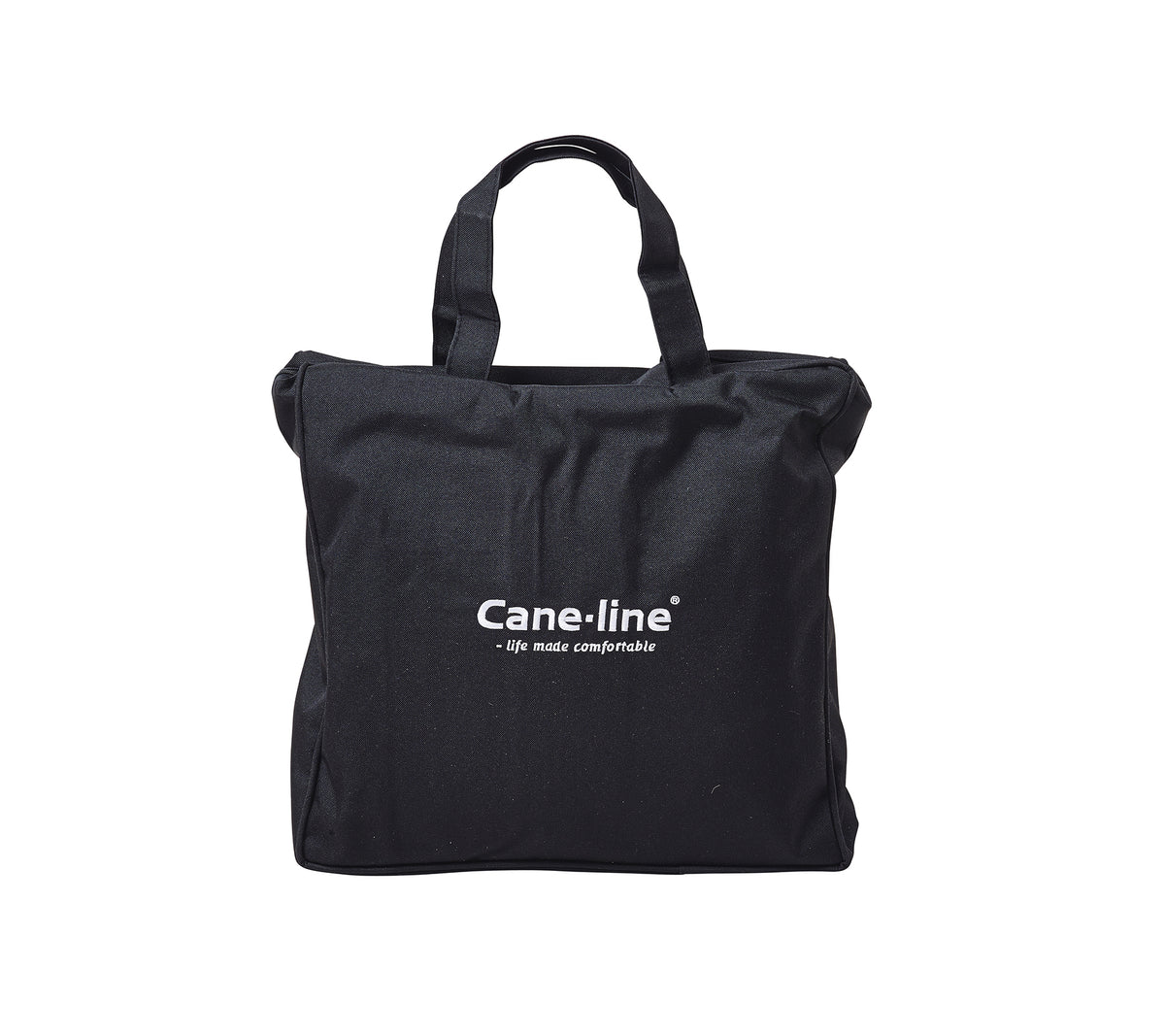 Sort tote bag med Cane-line logo i hvid. Velegnet til forskellige formål, der kombinerer stil og funktionalitet.
