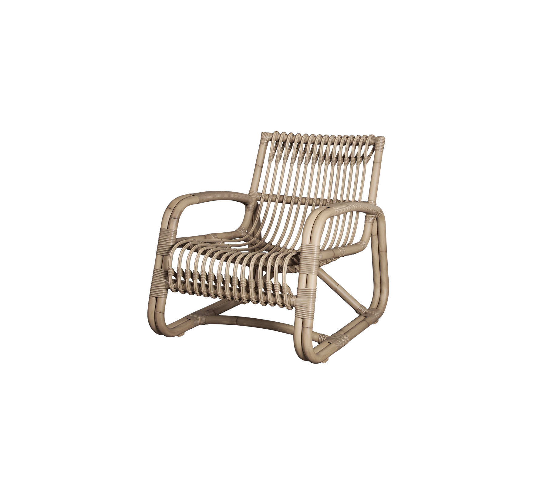 Stilfuld lænestol med et moderne vævet design, der blander komfort med en nutidig æstetik.