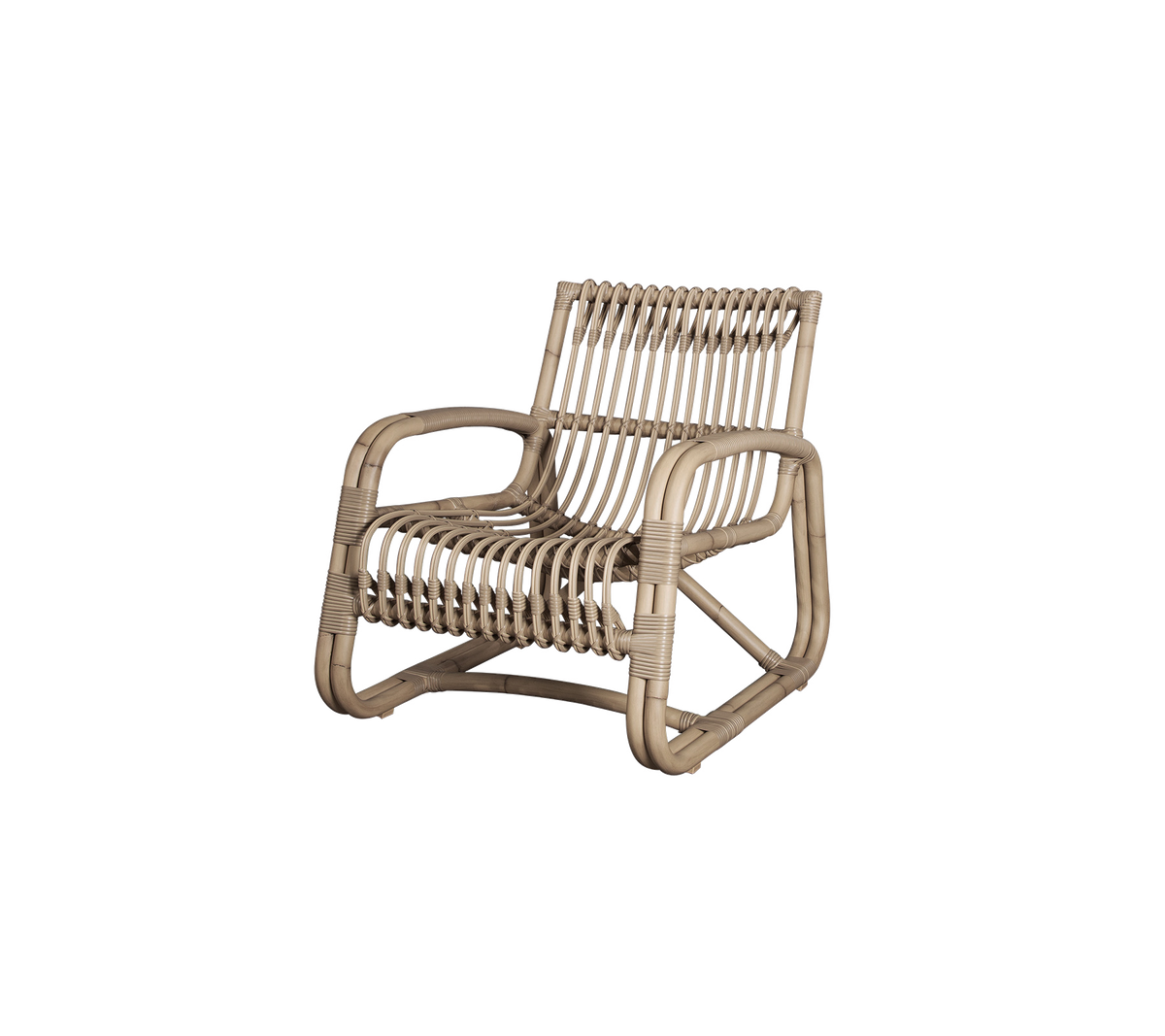 Stilfuld lænestol med et moderne vævet design, der blander komfort med en nutidig æstetik.