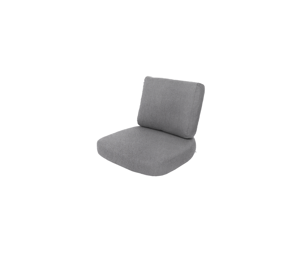 Grå polstret stol med et enkelt design, der har en komfortabel ryg og sæde til afslapning.