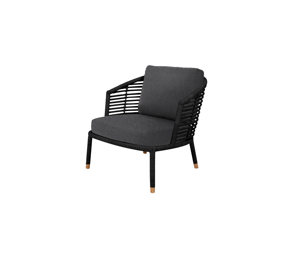 Stilfuld stol med et moderne design, der har en vævet ryg og blød pude, perfekt til komfort og elegance.