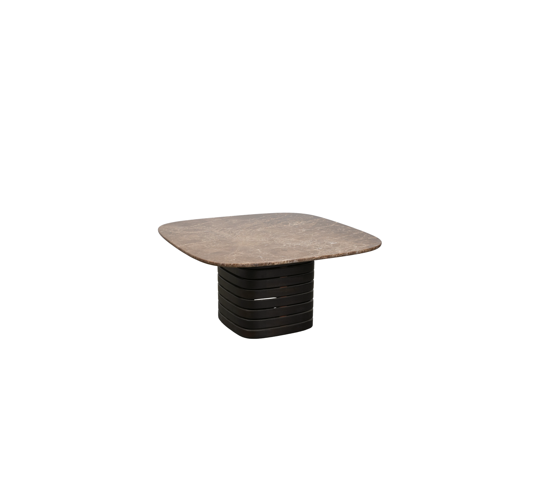 Moderne mørkebrunt bord med unikt design.