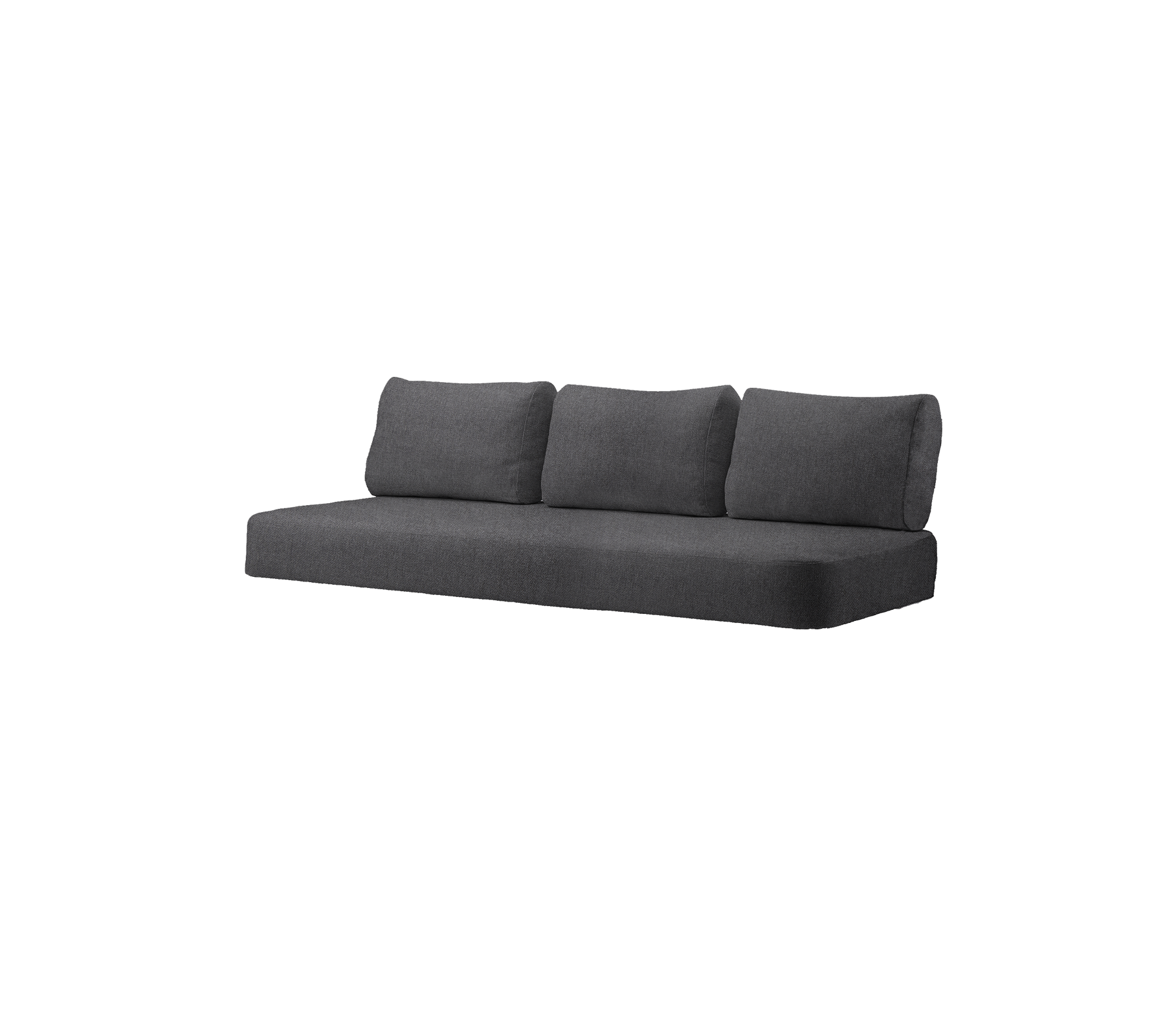 Moderne mørkegrå sofa med tre puder, designet til nutidige living spaces. Komfort og stil kombineret.