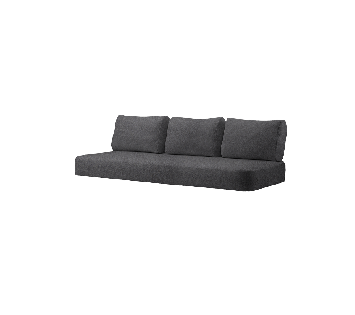 Moderne mørkegrå sofa med tre puder, designet til nutidige living spaces. Komfort og stil kombineret.