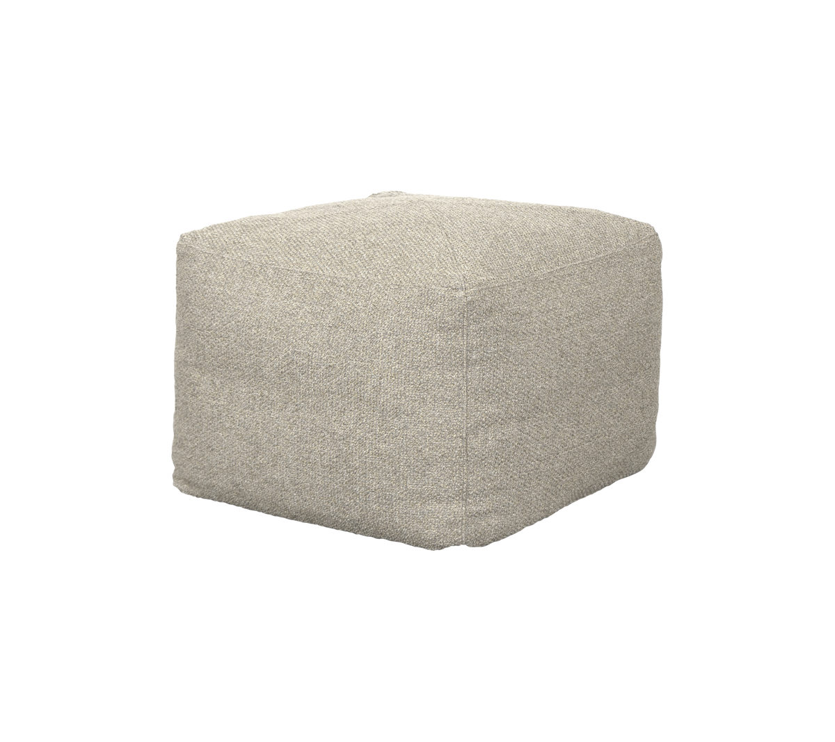 Blød, firkantet pouf i en neutral tone, perfekt til siddende eller som et dekorativt accent i ethvert miljø.