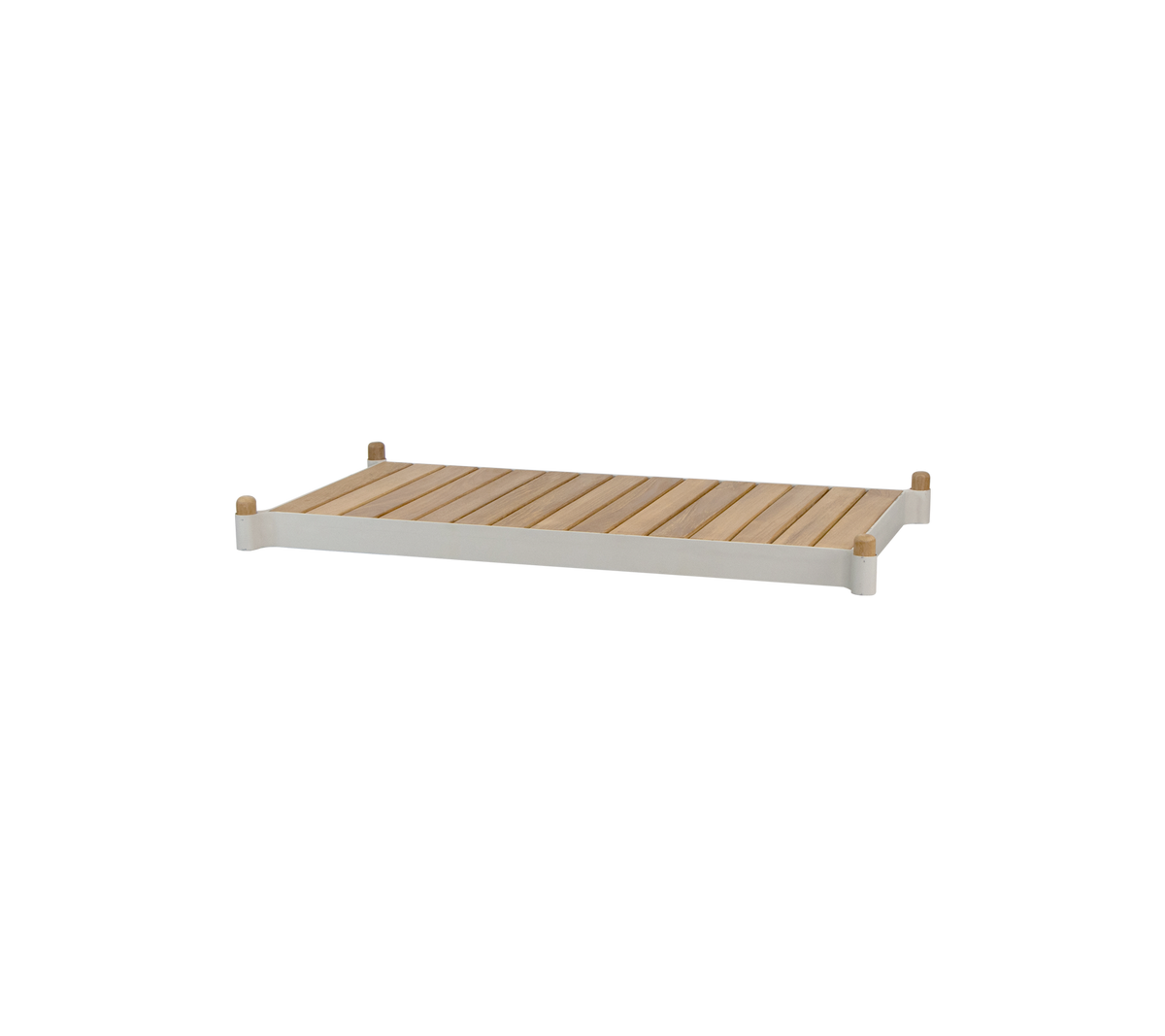 En slædehylde i træ med glatte kanter og lyst træ, der tilbyder et minimalistisk design velegnet til forskellige anvendelser.